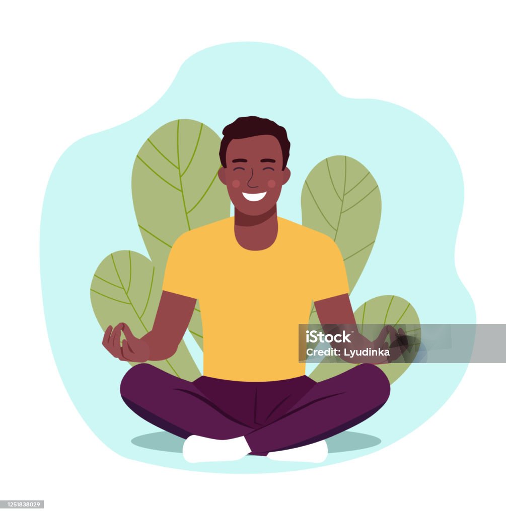 Chàng Trai Trẻ Người Mỹ Afro Tập Yoga Con Người Thư Giãn Trong Tư ...
