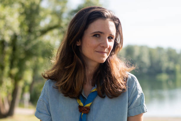 A beautiful scout woman with a kerchief