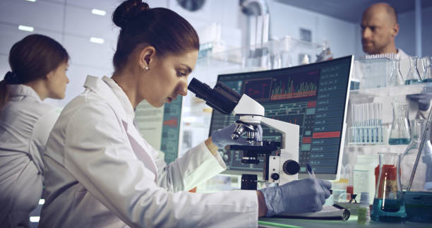 istock Research team studying DNA mutations. Female doctor in foreground 1251893375