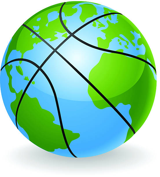 World globe basketball ball concept World globe basketball ball ball concept illustration basketball earth globe world map stock illustrations
