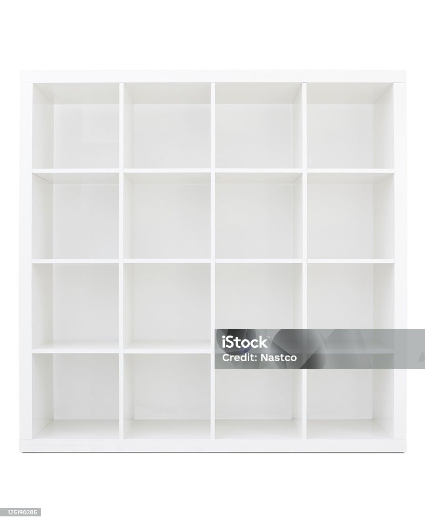 空の白い木製のブックシェルフ - 棚のロイヤリティフリーストックフォト
