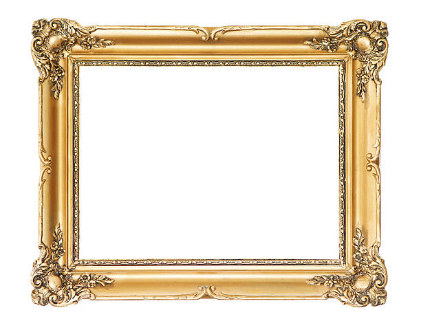 antiga moldura de madeira de ouro - picture frame classical style elegance rectangle imagens e fotografias de stock