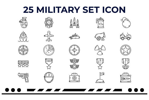 illustrations, cliparts, dessins animés et icônes de ensemble militaire et militaire - submarine navy usa military