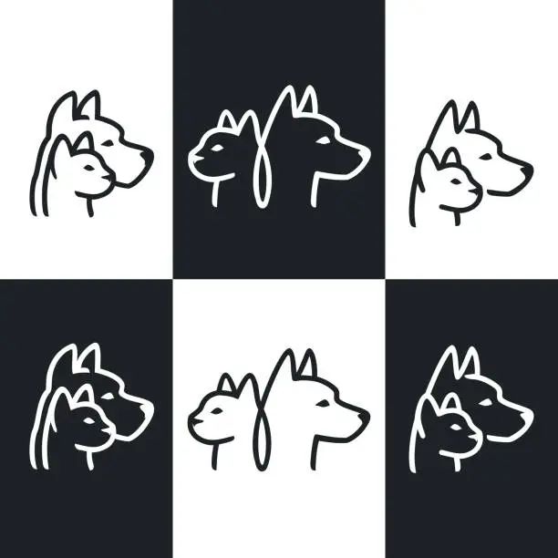 Vector illustration of Pets logos design set