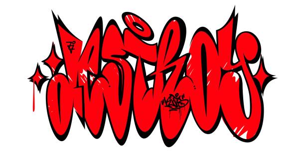 ilustrações de stock, clip art, desenhos animados e ícones de abstract word destroy graffiti style font lettering vector illustration art - typescript graffiti computer graphic label