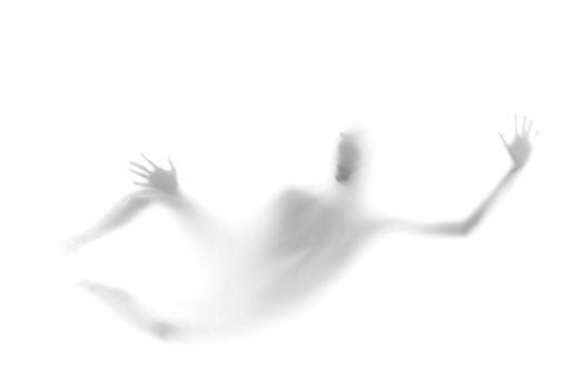 Ghostly figure on a white background.