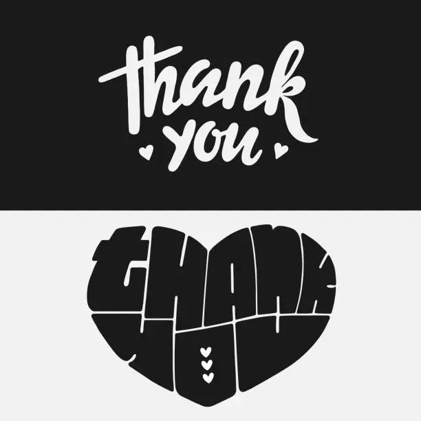 Vector illustration of Thank you - two different styles of greeting cards.