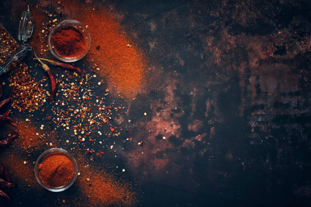 Variation of Spices Chili Powder, Peppercorns, Cayenne Pepper, Turmeric, Cumin, and Garlic Powder Variation of Spices Chili Powder, Peppercorns, Cayenne Pepper, Turmeric, Cumin, and Garlic Powder cayenne pepper stock pictures, royalty-free photos & images