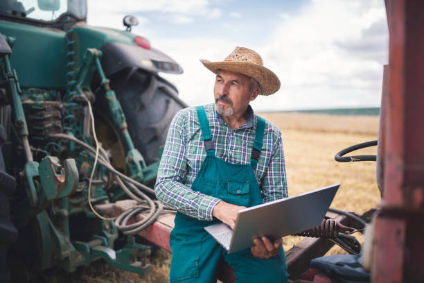 istock Senior Farmer Controlled Harvesting On Agriculture Field. 1251951822