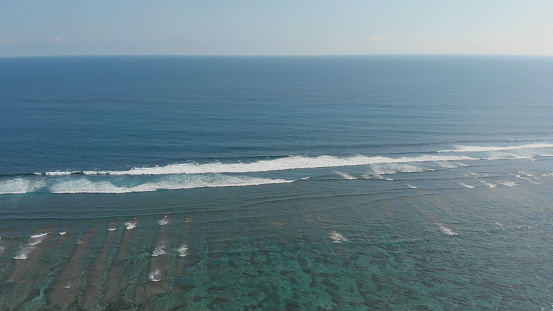 Aerial view of the beautiful ocean floor with reefs