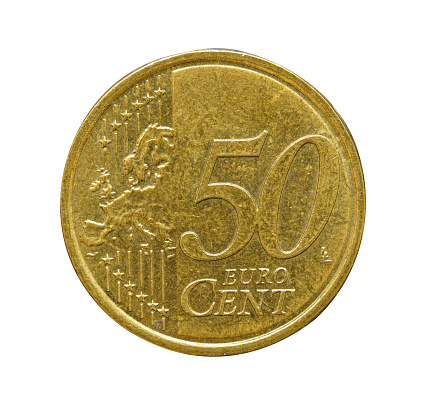 50 Euro Cent Isolated On White