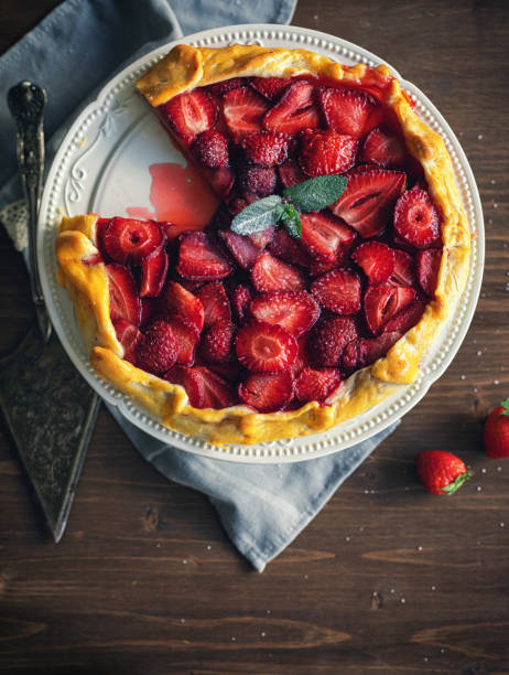 istock Freshly baked strawberry galette or open strawberry pie 1251975716