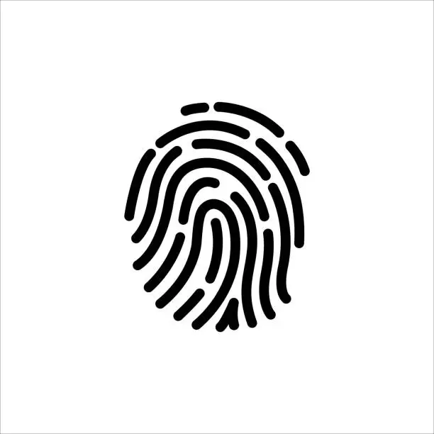 Vector illustration of Fingerprint security flat line vector icon