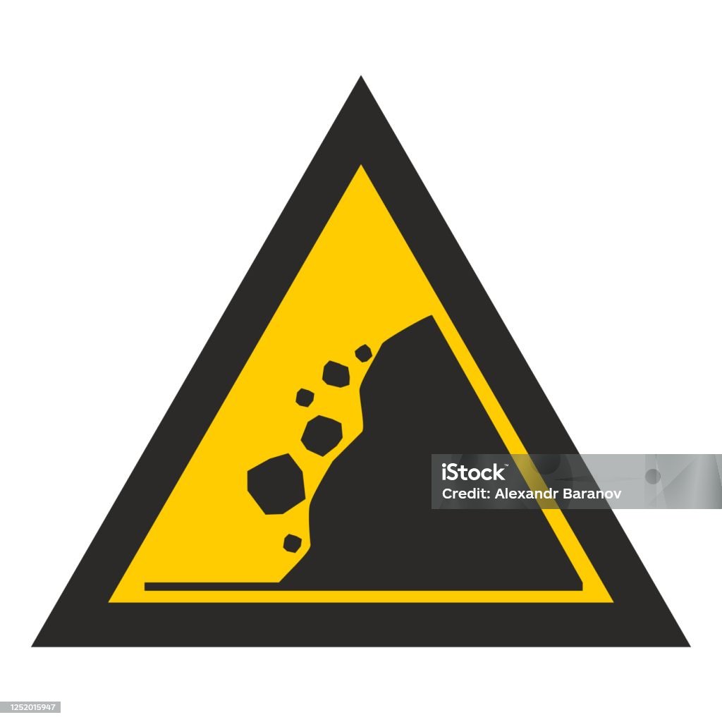 Yellow Triangle Rockfall Warning Sign Stock Illustration - Download ...