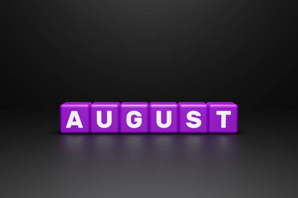 Purple blocks with the inscription August.