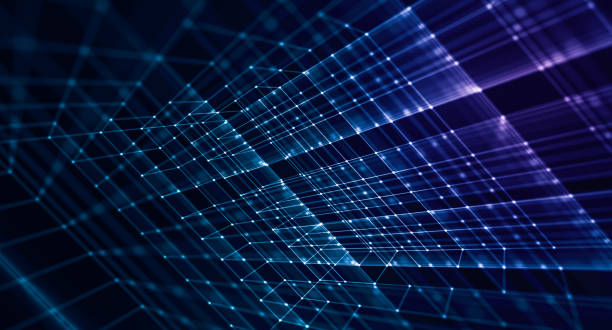 istock Abstract tech background. Grip in blue and purple for design and with broken, business backdrop of connections and dots. 1252018853