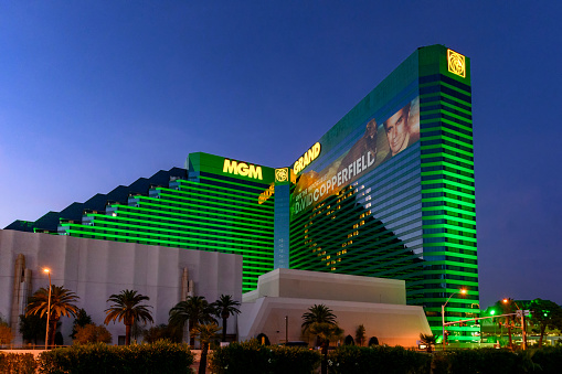 MGM Grand showing a symbol of hope during the unprecedented government shutdown due to COVID-19.