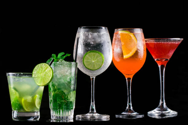 istock colorful cocktails on black background 1252032252