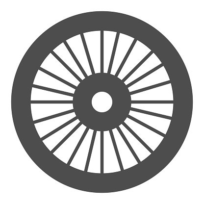 Bicycle wheel solid icon, bicycle parts concept, Bike wheel sign on white background, Parts and details for bike icon in glyph style for mobile concept and web design. Vector graphics
