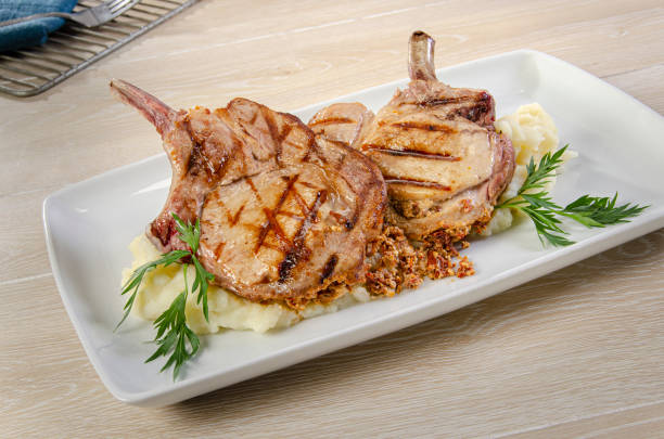 Grilled pork chops with spices