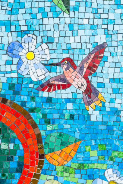 Colorful mosaic artwork close-up