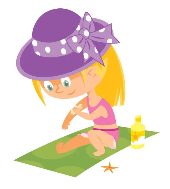 Vector illustration of Girl with Sunscreen