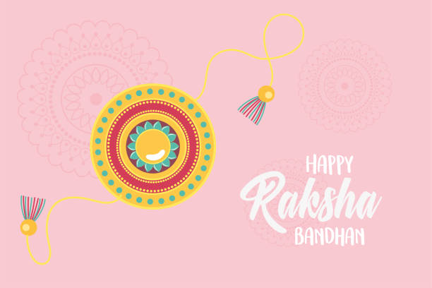 raksha bandhan, traditional bracelet of love brothers and sisters indian festival raksha bandhan, traditional bracelet of love brothers and sisters indian festival vector illustration rakhi stock illustrations