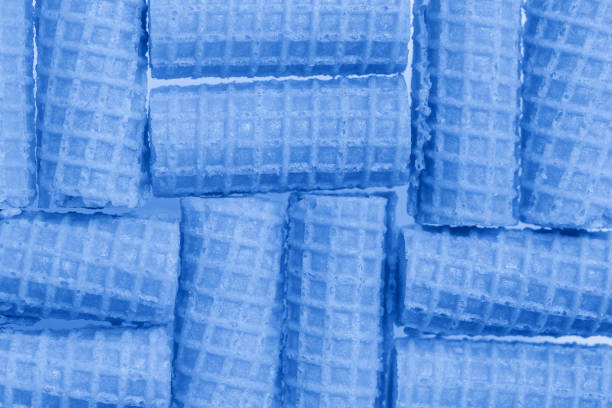 Waffle tubes close-up, classic blue color background idea