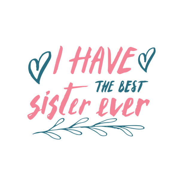 istock Best Sister calligraphic Lettering sign, child nursery printable phrase. Vector illustration 1252083085
