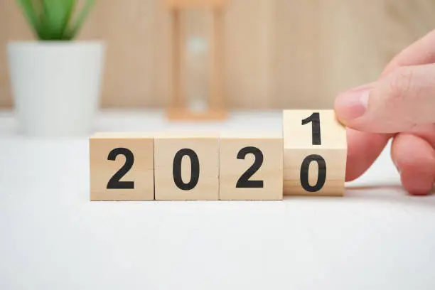 Photo of The concept of changing the year from 2020 to 2021 and the results of operations.