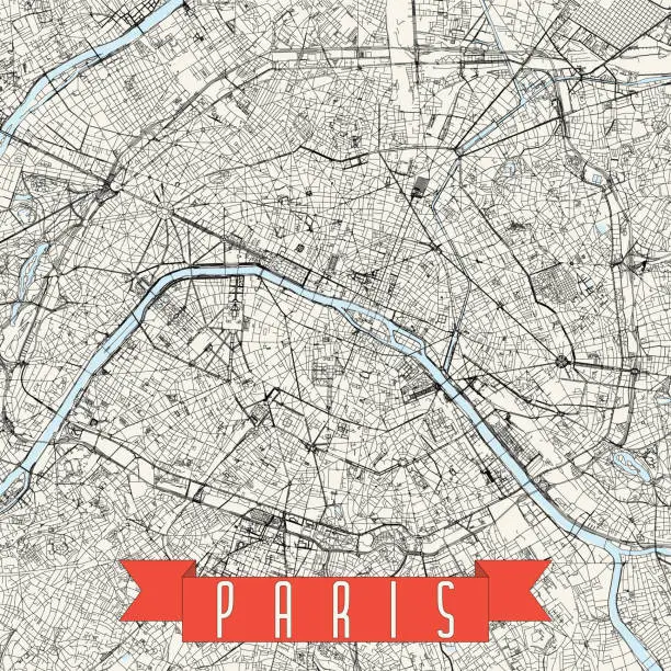 Vector illustration of Paris, France Vector Map