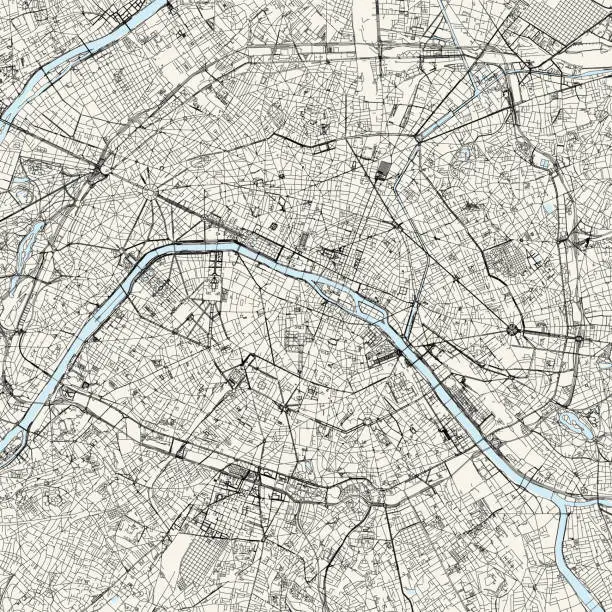 Vector illustration of Paris, France Vector Map