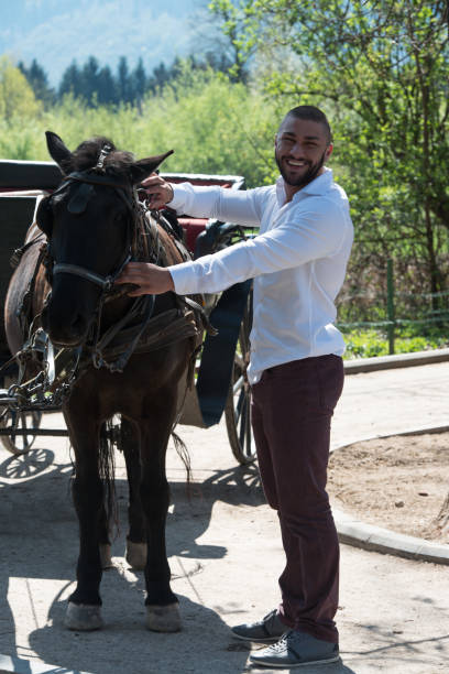 istock Young Man With Horse Standing in Park 1252121119