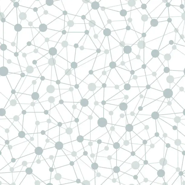 Vector illustration of Neural network seamless pattern. Neural network of nodes and connections. Vector