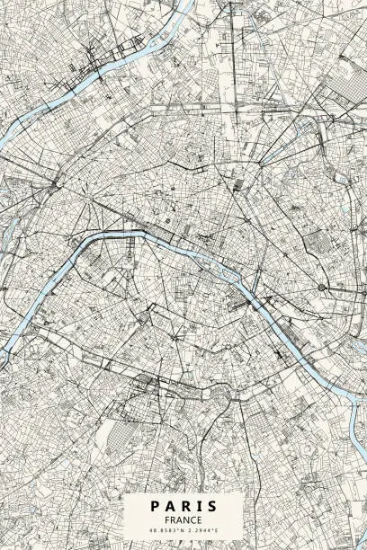 Vector illustration of Paris, France Vector Map