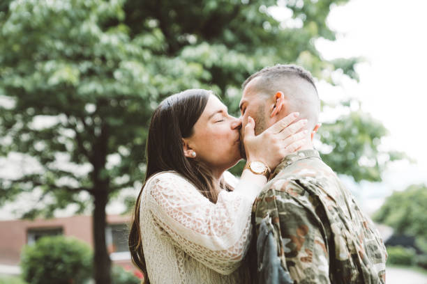 istock Military couple saying goodbye 1252124471