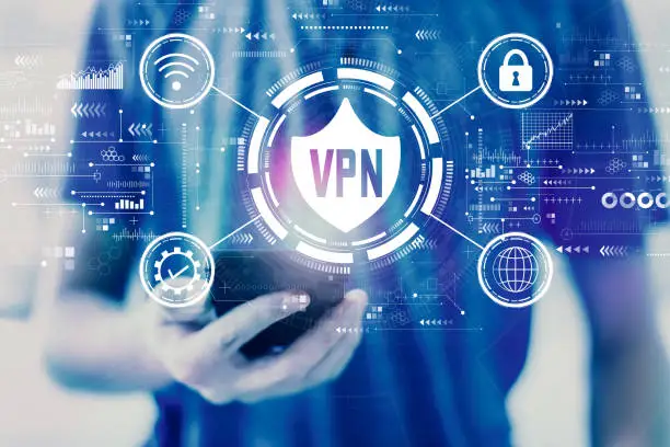 Photo of VPN concept with man using a smartphone