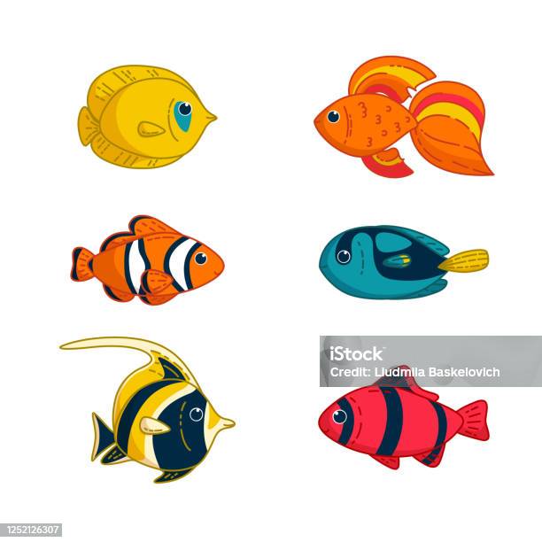 Ilustración de Conjunto De Peces Tropicales Ilustración Vectorial En Estilo De Dibujos Animados y más Vectores Libres de Derechos de Pez payaso - iStock Ilustración de Conjunto De Peces Tropicales Ilustración Vectorial En Estilo De Dibujos Animados y más Vectores Libres de Derechos de Pez payaso - iStock