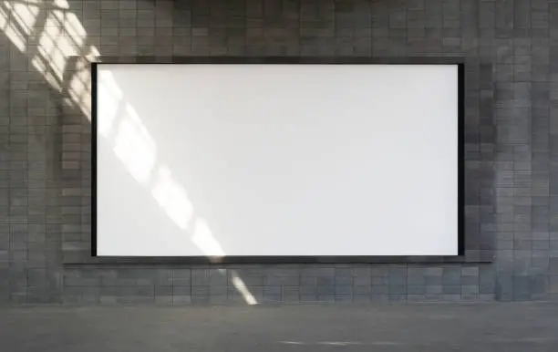 Big horizontal blank billboard frame mockup.