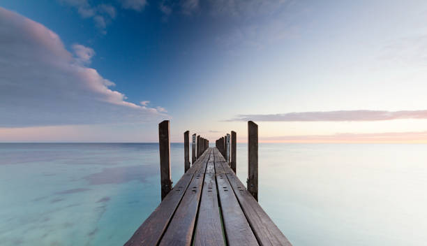 istock Wooden jetty at sunrise 1252187399