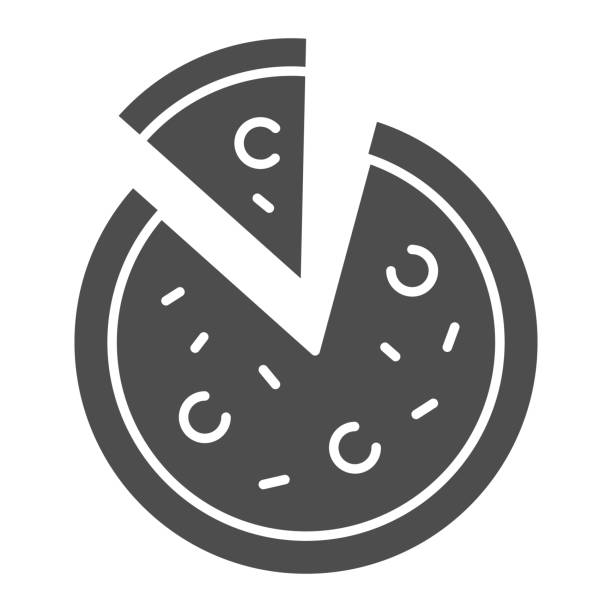 пицца твердых значок, концепция уличной еды, итальянский символ еды на белом фоне, пицца с одним ломтиком отделены значок в стиле глиф для м� - square slice stock illustrations