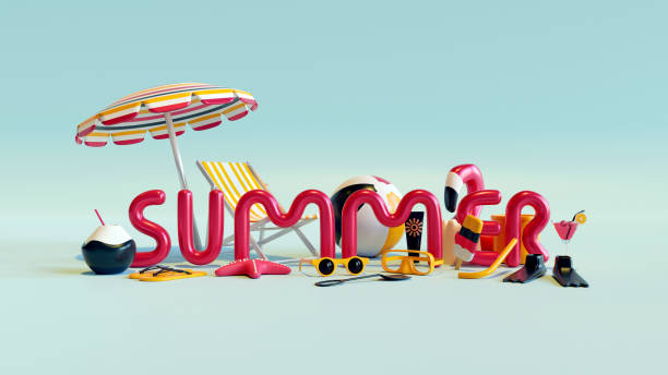 letra de verão de renderização 3d - drink umbrella umbrella cocktail pink - fotografias e filmes do acervo