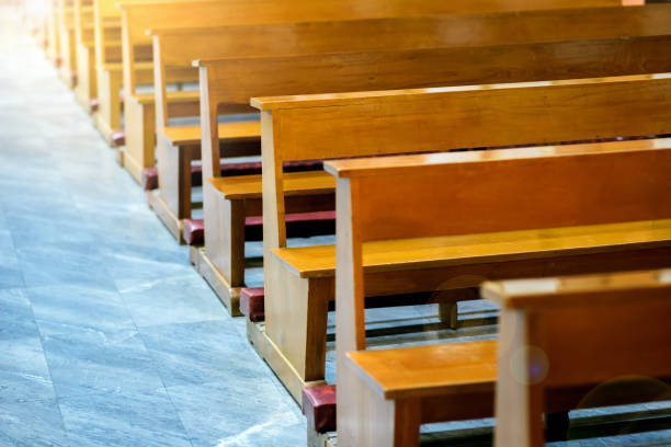 istock Christian Church interior with wedding flower decoration 1252224741