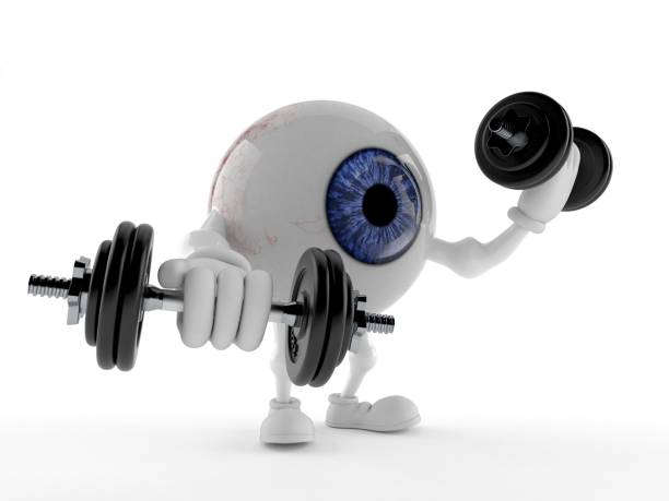 istock Eye ball character with dumbbells 1252248620