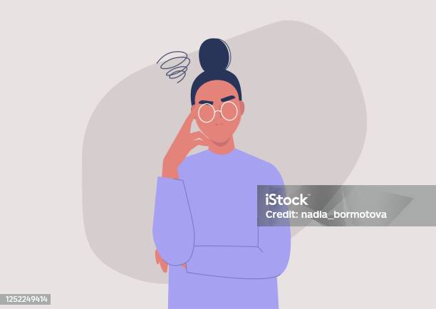 Young Annoyed Female Character Sceptical Face Expression Stock Illustration - Download Image Now