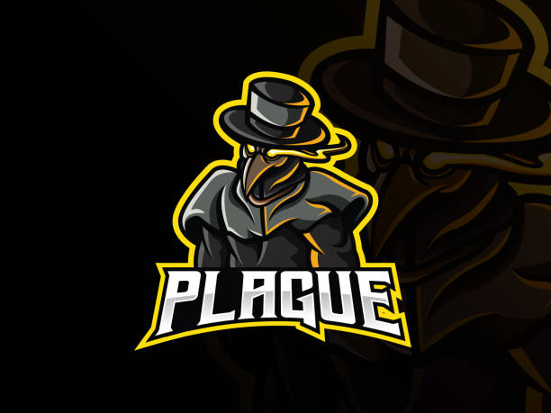 Doctor plague mascot vector illustration logo Plague mascot sport logo design. Dark themed mascot design, Emblem design for esports team. Vector illustration black plague doctor stock illustrations