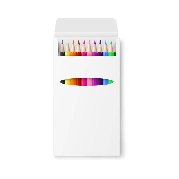 istock Color pencils in blank package realistic mockup vector illustration isolated. 1252257060