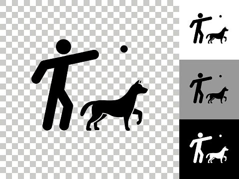 Dog Training Icon on Checkerboard Transparent Background. This 100% royalty free vector illustration is featuring the icon on a checkerboard pattern transparent background. There are 3 additional color variations on the right..