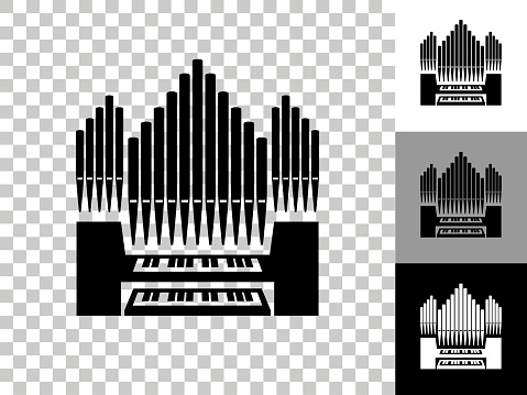 Organ Icon on Checkerboard Transparent Background. This 100% royalty free vector illustration is featuring the icon on a checkerboard pattern transparent background. There are 3 additional color variations on the right..