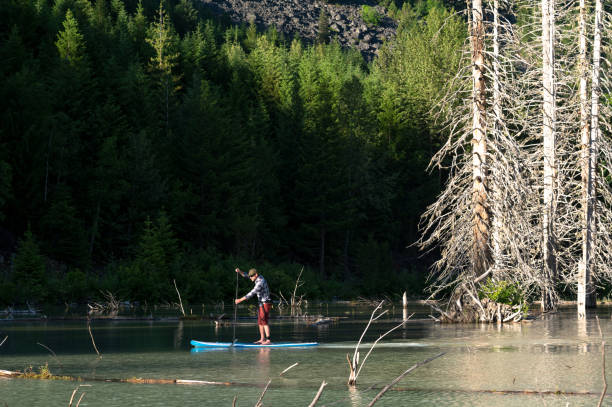 istock Paddleboard adventure in the mountains 1252264931